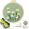 JSRQT Punch Needle Embroidery Starter Kits,Rug Hooking Kit for Kids and Adults Beginners,Handcraft Punch Needle Kits with Embroidery Hoops,Flowers and Plants Pattern