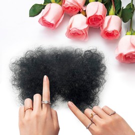 INFTOYCO Fake Private Hair Handmade Full Lace Biniki Body Hair, Invisible Realistic Corporal Hairs Fake Chest Hairs Mustache for Men and Women (Black)