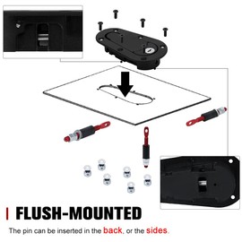 Hypertune Universal Racing Car Flush Hood Latch & Pin Kit - Engine Bonnet Lock Kit - Flush Mounted Hood Pins - Black