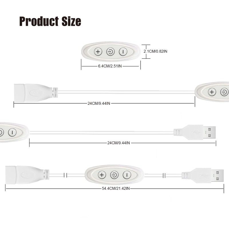 GXILEE USB Dimmer Switch,2 Pack Female to Male Inline Dimmer,10-Speed
