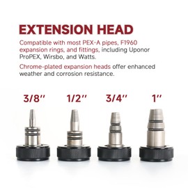 ZUVER PEX Auto Rotation Expansion Tool Kit with 4 Matte Nickel Plated Heads (3/8", 1/2", 3/4", 1") – Efficient and Reliable PEX-A Expander Tool Set with Pipe Cutter Meets ASTM F1960 Standard