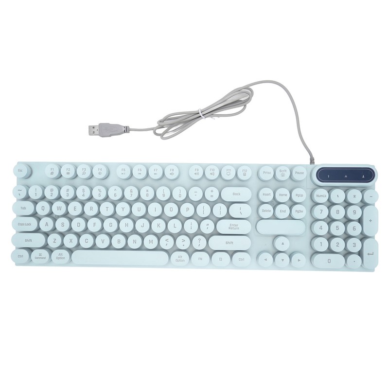 Gaming Keyboard USB Round 104 Keycaps Backlit Ergonomic Fodable Feet