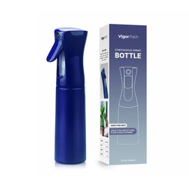 VIGOR PATH Continuous Spray Bottle with Ultra Fine Mist - Versatile Water Sprayer for Hair, Home Cleaning, Salons, Plants, Aromatherapy, and More - Empty Hair Spray Bottle - 300ml/10.1oz (Blue)