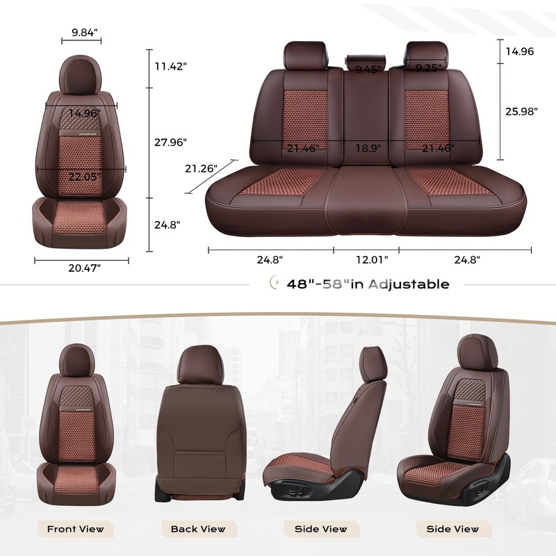Coverado Leather Seat Cover Front, Universal Covers for Cars, Waterproof