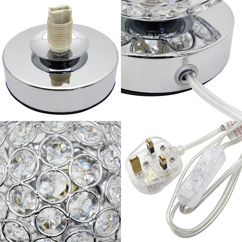 Crystal Globe Desk Lamp Chrome Ball Bedside and Table Lamp