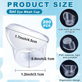 Teenyyou Teenyyou 200 Pcs 5ml Eye Wash Cup Disposable Eye Wash Cups Plastic Measuring Cup Portable Eye Bath Washer Cleaning Cups for Eye Rinse and Flush