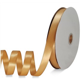 FQTANJU Old Gold Satin Ribbon Double Faced Satin 1/2 inch x Continuous 55 Yards Ribbon for Gift Wrapping Wedding Party Wreath Bows Bouquet Floral Arrangement Home Decoration