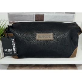 The Shed Travel Bag The Shed Manscaped Gentleman Black Brown Trim Shaving Toiletry NWT