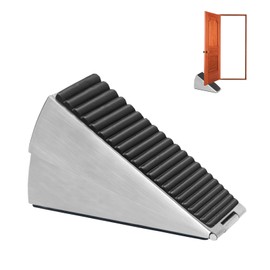 Heavy Door Stop, Strongest Large Stainless Steel Spring Door Stopper, Tall Door Weight Up to 3 Inch, Non-Slip Rubber Grip, Adjustable Door Wedge (Silver, 1 Pack)