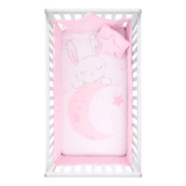 Chiqui Mundo Edredon Para cuna Cama Cuna Corral Baby Moon Lunas Estrellas Nube rosa para colchon de 80 x 140 set con 6 piezas