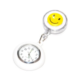 Grandios GD-SMLNASU Nurse Watch Clip Type Luminous Upside Down Dial Watch Cute Character Reel Clip, white