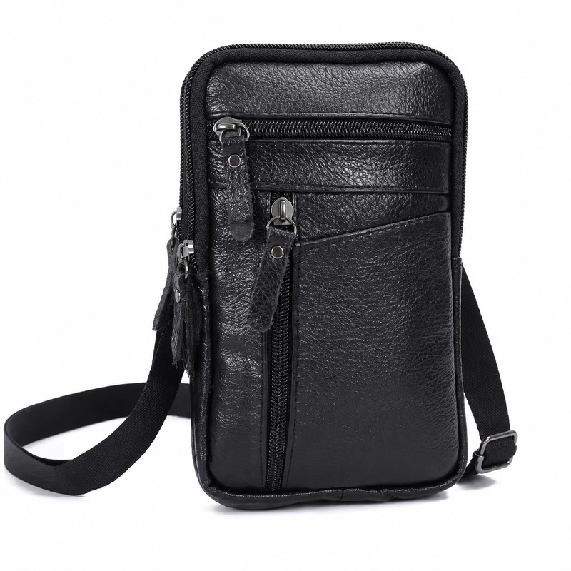 Leather Crossbody Bag for Daily Carry – Compact Multi-Pocket Phone