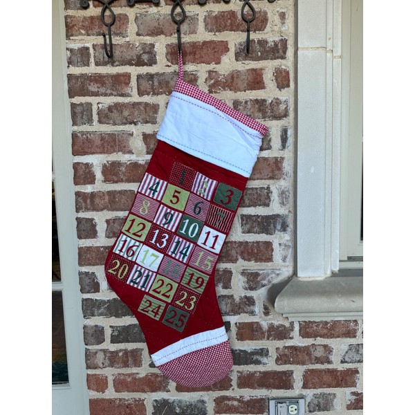 Handmade Jumbo size Classic Quilted Christmas Stocking Advent Calendar,25 Day