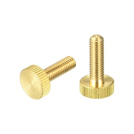 sourcing map Knurled Screws M6 x 20 mm Brass Flat Screws Handle Knobs Fasteners for PC Electronic Mechanical Pack of 2