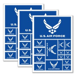 QQSD US Air Force Wings Flag Sticker Military Army Decal in Multiple Sizes for Car Bumper, 3 Pack, 11.7 x 8.3 Inches