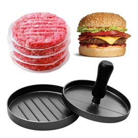 LVYKING Burger Press, Round Hamburg Mold for Burger and Meat, Aluminum Non-Stick Burger Patty Maker for Kitchen BBQ Grill, Black Handle