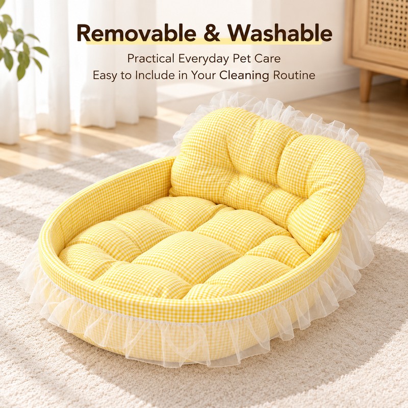 Soft Plush Cat & Small Dog Sofa Bed for Indoor