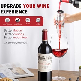 D&Slifei Wine Aerator Pourer and Decanter with Unique Aeration Device Quickly Enhances Wine Flavors with Smoother Finish,Best Gifts for Wine Lovers and Sommeliers.(Silvery)