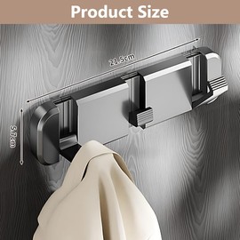 flintronic Wall Mounted Floating Rack with 3 Hooks, Foldable Suction Cup Metal Wall Hook, Coat Hook Rack Wall Hanger, Removable and Reusable Hook for Jackets, Coats, Hats, Bags (Gun Grey)