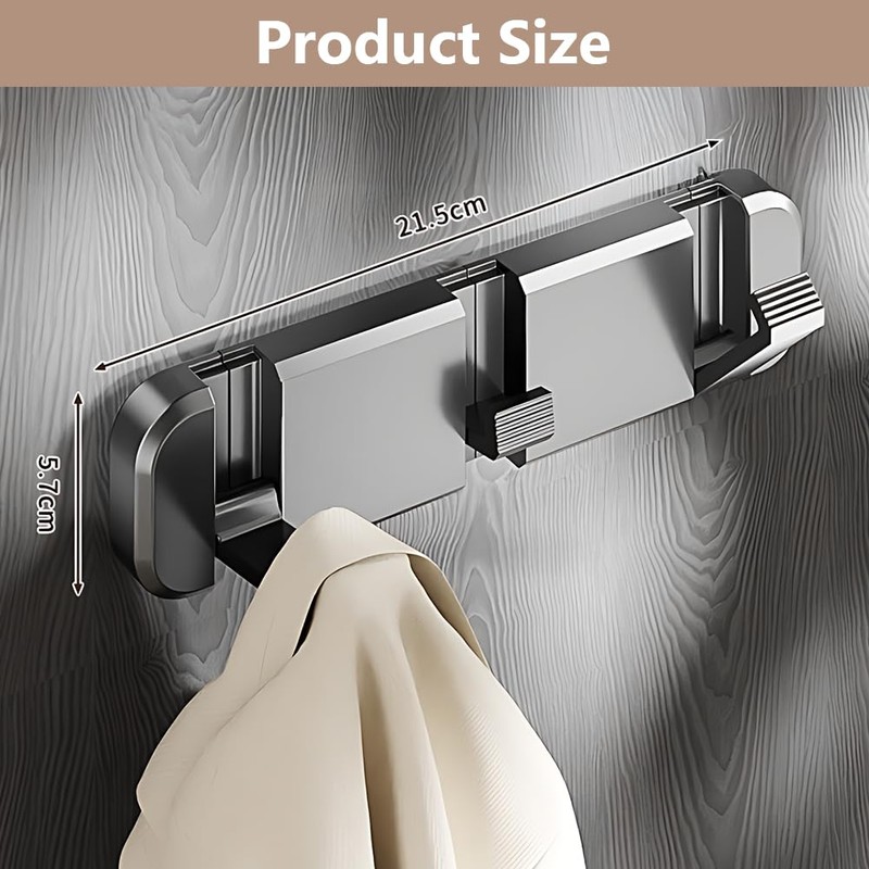 flintronic Wall Mounted Floating Rack with 3 Hooks, Foldable Suction