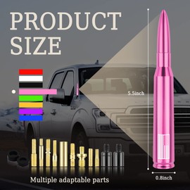 Car Bullet Antenna,Truck Exterior Decoration Accessories Car Vehicle Replacement Antenna Conpatible with Ford F150 RAM 1500 GMC Heavy Duty Pickup Trucks Accessories(New Upgrade Pink-U.S. Flag)…