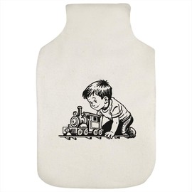 'Child Playing with a Toy Train' Hot Water Bottle Cover (HW00034361)