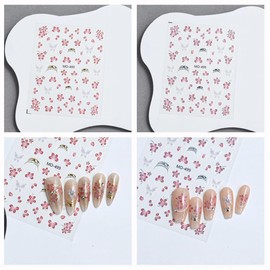 TiMi Spring Pastel Self-Adhesive Nail Stickers - Rosy Gold Foil Mini Flower Design, Easy Apply, 2 Sheets for Nails (Long-Lasting & Chip-Resistant)
