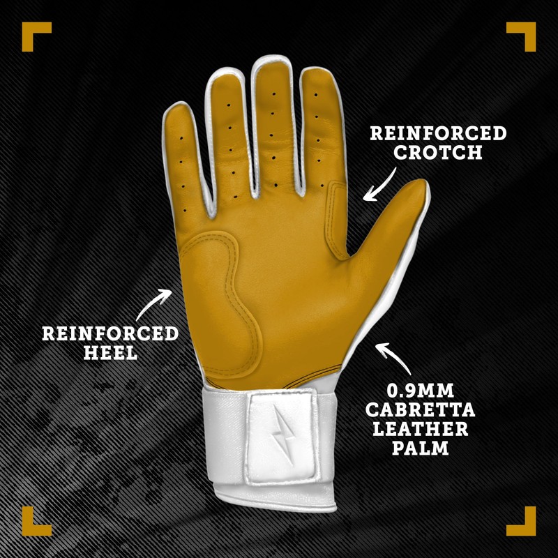 BRUCE BOLT Original Series Long Cuff White Batting Glove -