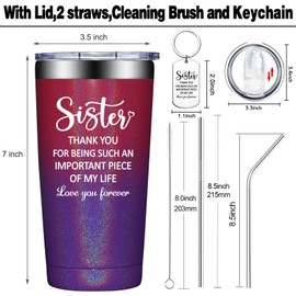 Grifarny Sister Birthday Gifts from Sister - Gifts for Sisters from Sister - Funny Mothers Day Christmas Gifts Idea for Big Sister, Little Sister - Sister Tumbler Cup 20oz