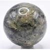 2.1" 225g Green Prehnite w/Black Tourmaline Carved Sphere Polished Natural