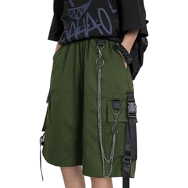 XKBHYD Womens Punk Cargo Shorts Pants Y2K Hip Hop Shorts