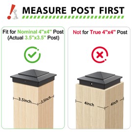 16 Pack Pyramid Aluminum Post Caps for 4x4 Wood Posts (Actual 3.5" x 3.5"), Durable Powder-Coated Fence Post Caps for Deck, Patio, Fence, Weather-Resistant, Rust-Proof PC44