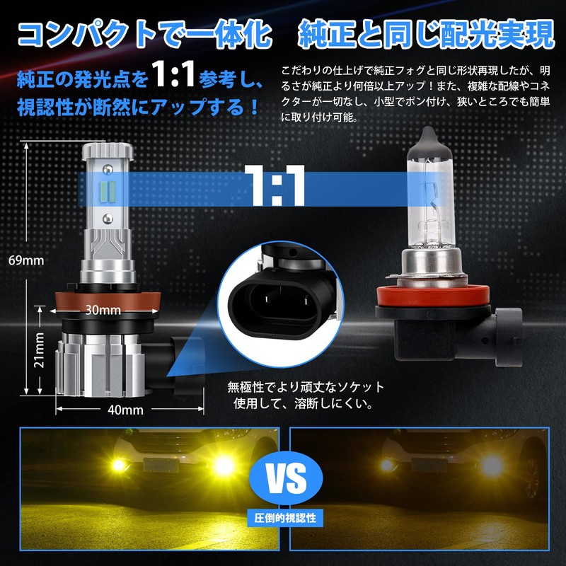 SUPAREE H8 LED Fog 2 Color Switching, H11 LED, Fog
