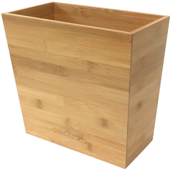 Bamboo Waste Basket | Waste Basket for Bathroom | Waste Basket for Office | Great Office Trash Cans for Near Desk | Bathroom Trash Can | Bedroom Trash Can | Trash Can Small Wastebasket Bamboo Decor (1, 10,6" x 5.75" x 10")