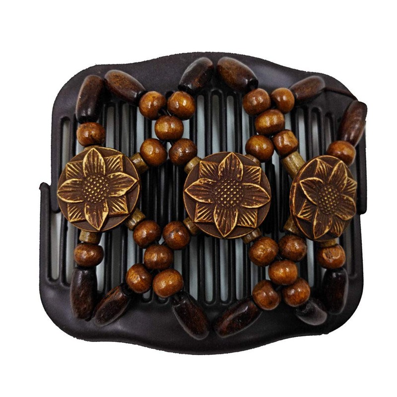 LOVEF 4 Pcs Wood Double Combs Magic Hair Clips Women