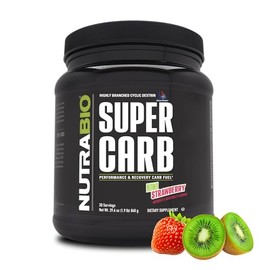 NutraBio Super Carb - Suplemento de Carbohidratos Complejos en Polvo - 25 gr de Dextrina en Racimo por Servicio - Electrolitos para Mejorar el Rendimiento - 840 gr - Kiwi Fresa 30 Porciones