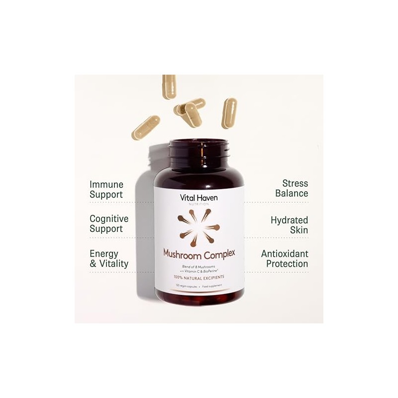 Mushroom Supplement - Lions Mane, Reishi, Cordyceps, Shiitake, Maitake, Chaga,
