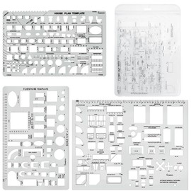 Sooez Architectural Templates, House Plan, Interior Design and Furniture Template, Drafting Tools and Supplies - Set of 3
