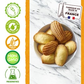 St Michel Traditional Madeleines French Sponge Cakes Made In France, Pack of 4 (250g each) Non-GMO. Total of 40 Individually Wrapped All Butter Traditional Madeleines Sponge Cakes