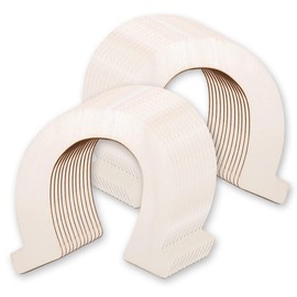24pcs Wood Discs Slices Horseshoe Shape Unfinished Wooden Cutouts Horseshoe for DIY Craft, Party,Wedding and Birthday