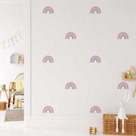 24 Pastel Colour Rainbows Wall Stickers Children's Wall Decals For Nursery Kids Bedroom Removable Wall Art