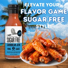 G Hughes Sugar Free, Caribbean Jerk Wing Sauce - Caribean Jerk Sauce, Jerk Marinade, Gluten Free Wing Sauce, Sugar Free BBQ Sauce, Barbecue Sauces, Gluten Free - 12 Oz. (3 pack)