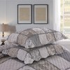 ABREEZE Grey Rose Floral Patchwork Quilts Cotton Queen Size Quilted
