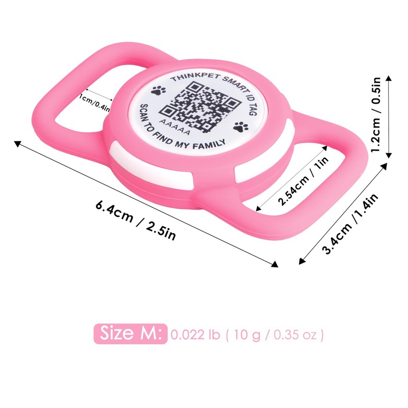 ThinkPet AirTag Dog Collar with QR Code, Smart Pet ID
