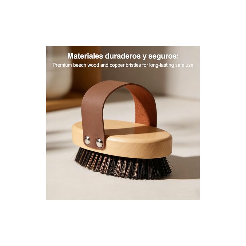 Cepillo Piel Seca Corporal Exfoliante Cobre Madera Haya Eliminación Muerta