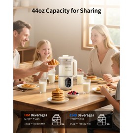 Cayga 44oz Homemade Nut Milk Maker Machine Soy Milk Maker Homemade Almond, Oat, Juice, Coconut for Plant-Based Drinks with Self Clean, Boil Water, Delay Start, Keep Warm, 12-Hour Smart Timer