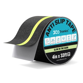 360Tronics Anti Slip Tape Waterproof 4" x 33ft, Green Glow in The Dark Strips Non Skid Tape, 80-grit Heavy Duty Grip Tape for Stairs Treads, Outdoor Non Slip Strips Traction Tape for Steps Ramps Decks