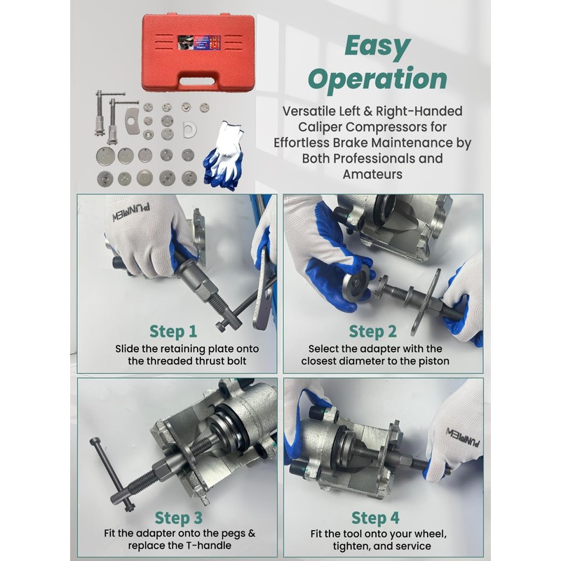 Punmew Brake Caliper Compression Tool 24-Piece Heavy Duty Disc Brake
