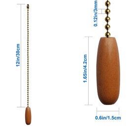 Aeknewo 10 Pack 12-inch Ceiling Fan Pull Chain, Beaded Ball Chains Wooden Decorative Pendant Extension Chains for Ceiling Light Lamp Fan Chain(Bronze)