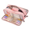 Pencil Pouch With 3 Compartments Large Capacity Double Opening Soft